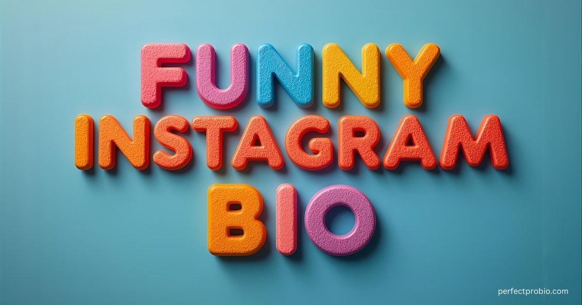 Instagram profile mockup with a funny bio and emojis.