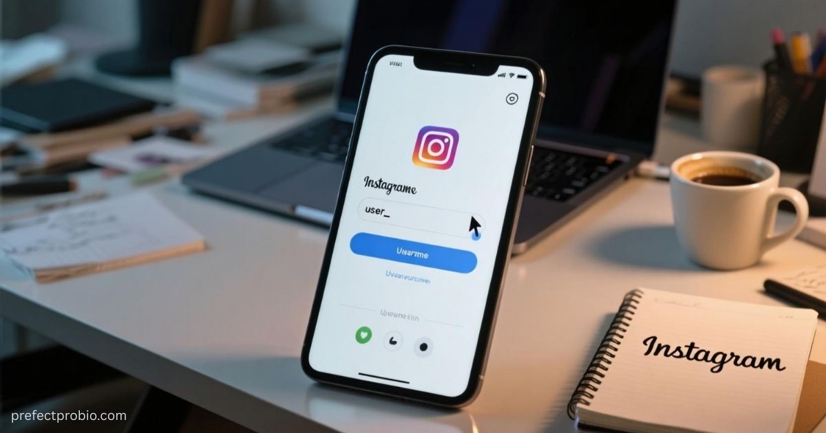Person creating a unique Instagram username on a phone.