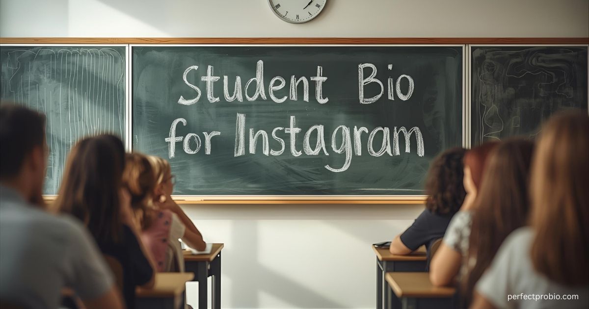 Smiling student with notebook scrolling Instagram on campus steps.