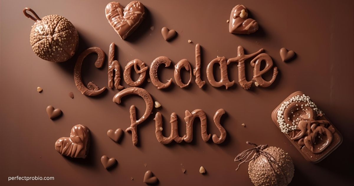 Chocolate treats with funny puns.